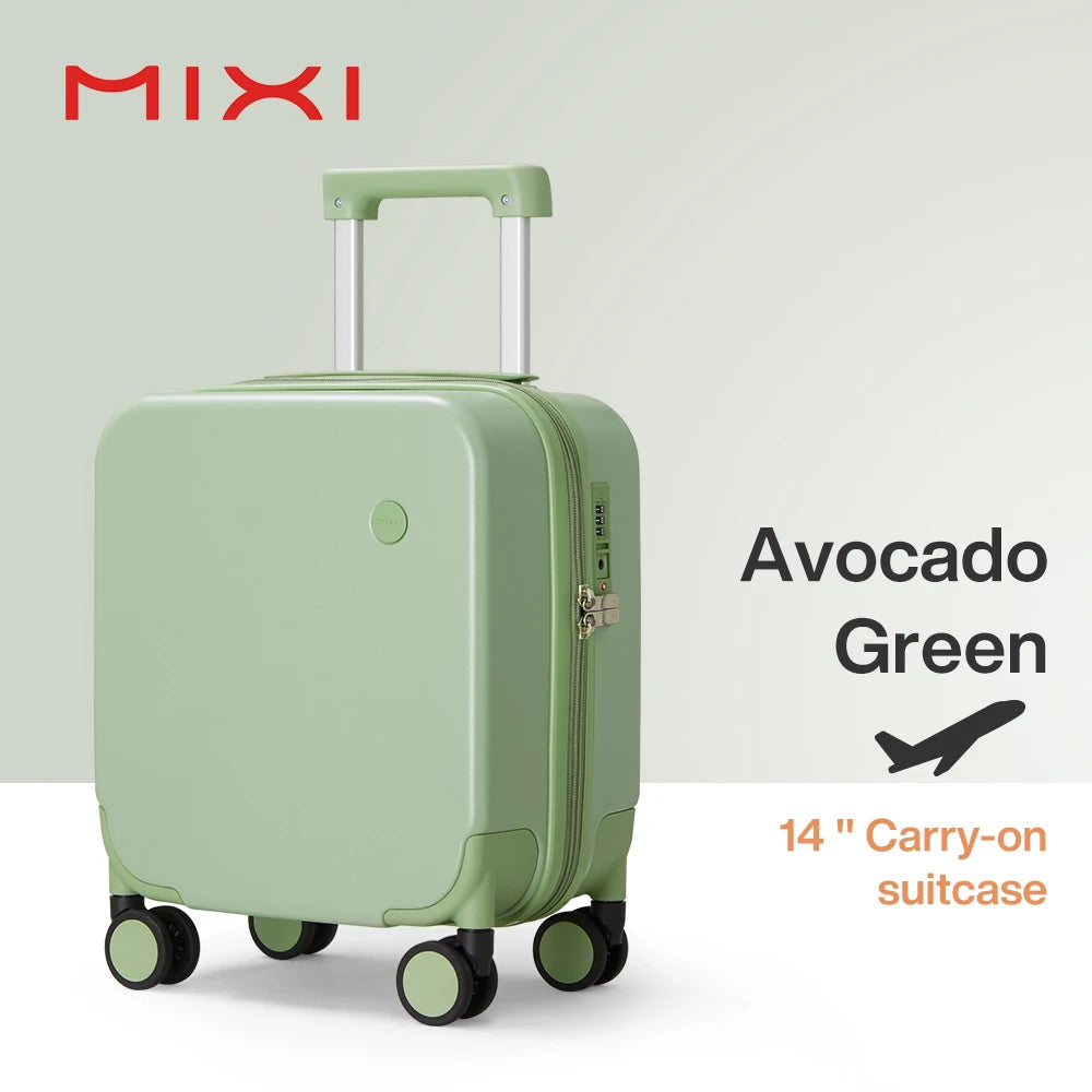 MIXI 14 Inch Underseat Carry On Luggage Lightweight Mini Suitcase PC Small Kids Bag TSA Lock Travel Suit Case Spinner Wheels