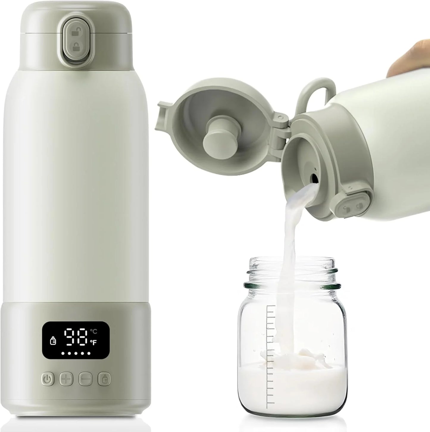 Portable Electric Heating Thermos Cup With LED Temperature Display