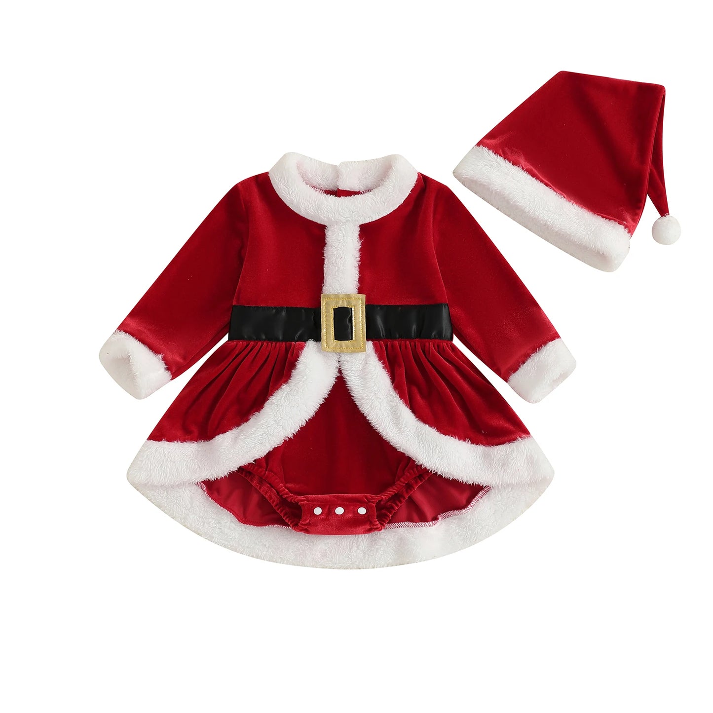 Guangdong Toddler Girl Winter Fleece Jumpsuit Set Santa Hat