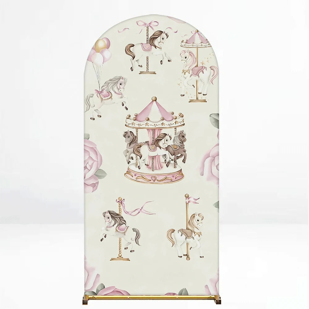 Carousel Theme Arch Backdrop For Kids Birthday Parties
