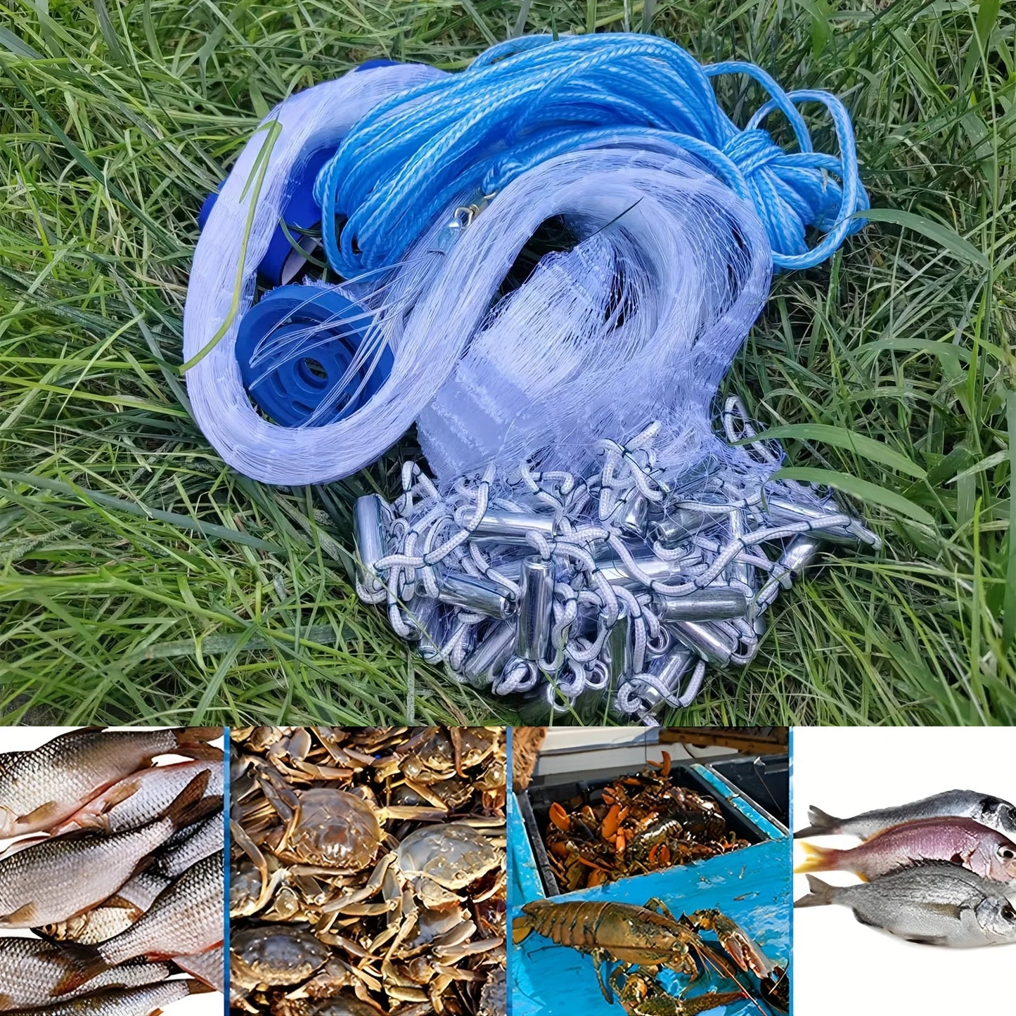 American Style Easy-Throw Fishing Cast Net, Durable Nylon Blend White Fishing Equipment, Handmade Sturdy Easy to Learn for Saltwater Freshwater All Fish Species,Christmas/Easter/Father's Day gifts