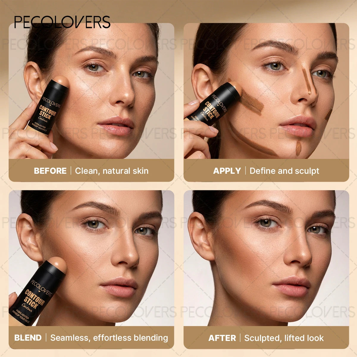 5PCS/SET Full Coverage Concealer Cream Flawless Covering Dark Circles Silky Smooth Texture Concealer Wrinkles And Pore Invisible Foundation Cream,Highlighter Contour Stick