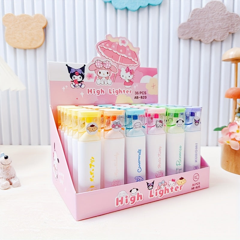36pcs & My Melody Cute Highlighters & Marker Pens - Adorable Anime Themed Highlighters Suitable for Student Prizes, Gifts, Supplies, Collectible Merchandise ( Fans & My Melody Lovers)