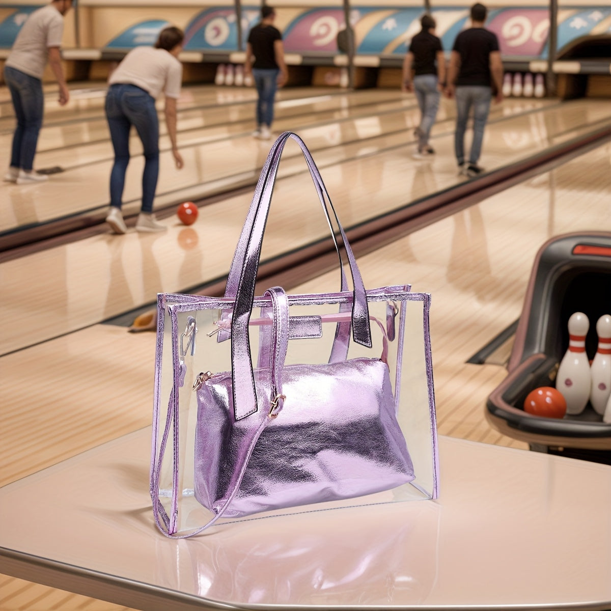 RAGSTO PVC Transparent Shoulder Bag 2Piece Set For Women