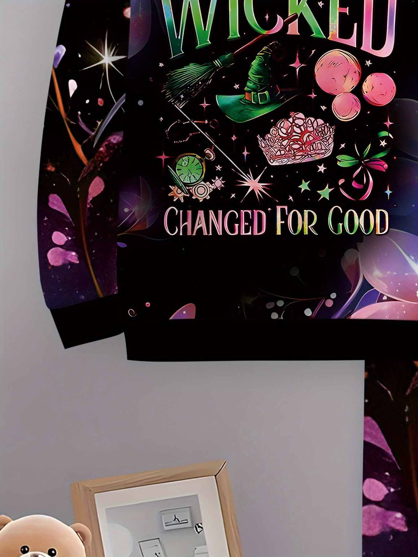 Wicked Themed 2pcs Girls' 3D Print Hoodie and Pants Set, Fashionable Casual Outfit, 100% Polyester Suitable for Girls Going Out, Perfect Gift for Girls, Perfect for Outdoor