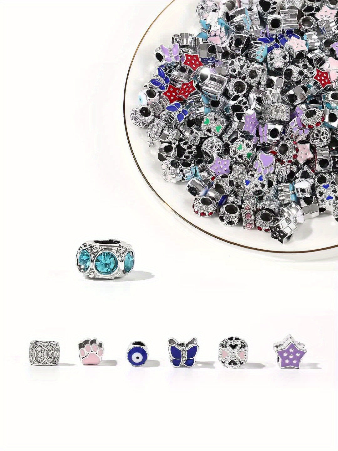 Illusory 200pcs European Beads for Jewelry Making Alloy Rhinestones