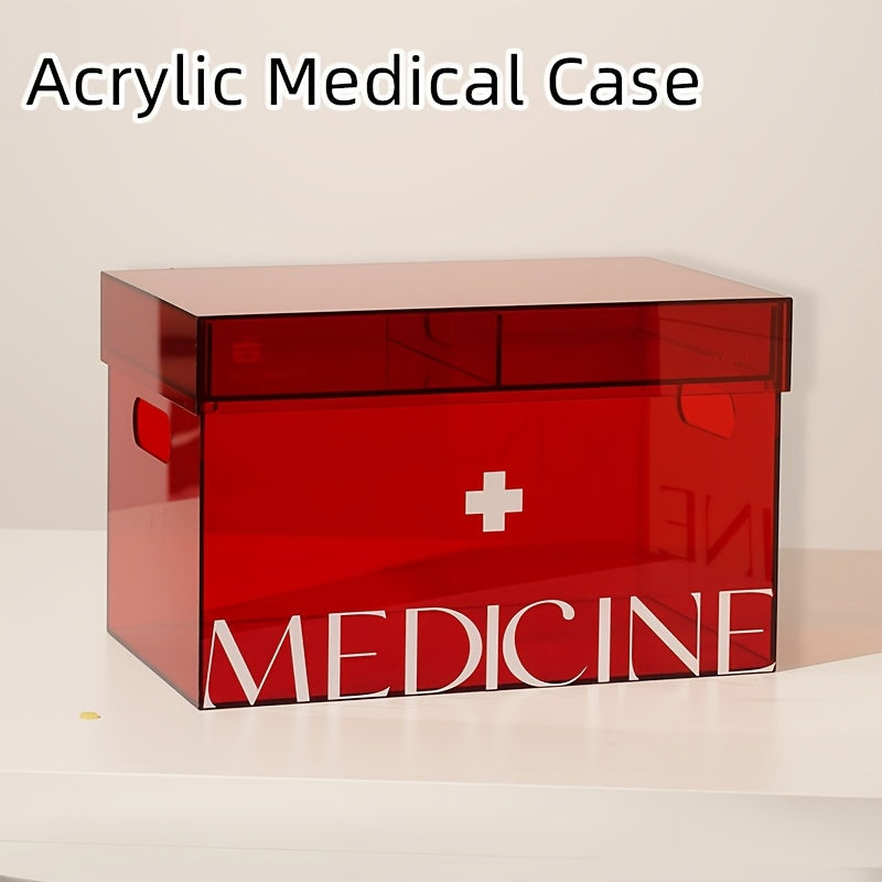 Acrylic Medicine Box Dustproof Double Layer For Home First Aid Kit Large Capacity Storage Box