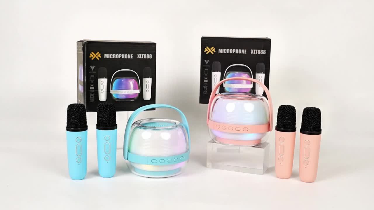 3pcs Portable Mini Karaoke Machine with 2 Wireless Microphones - USB Charging, Wireless Speakers for Birthday Party and Home Entertainment, LED Light Karaoke Machine, Birthday Party, Family Gathering, Christmas Gift, New Year