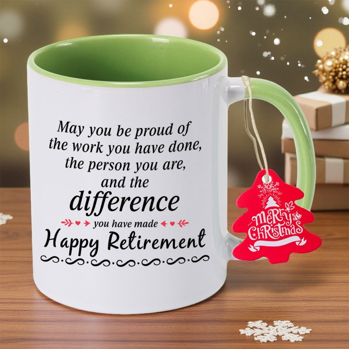 Retirement Ceramic Coffee Mug with "Happy Retirement" Message - Durable, Non-Slip, Hand Wash Only, Ideal for Grandma, Christmas, Thanksgiving, Halloween, Holiday Gift|Playful Design|Metallic Construction, or Birthday Gift, Re