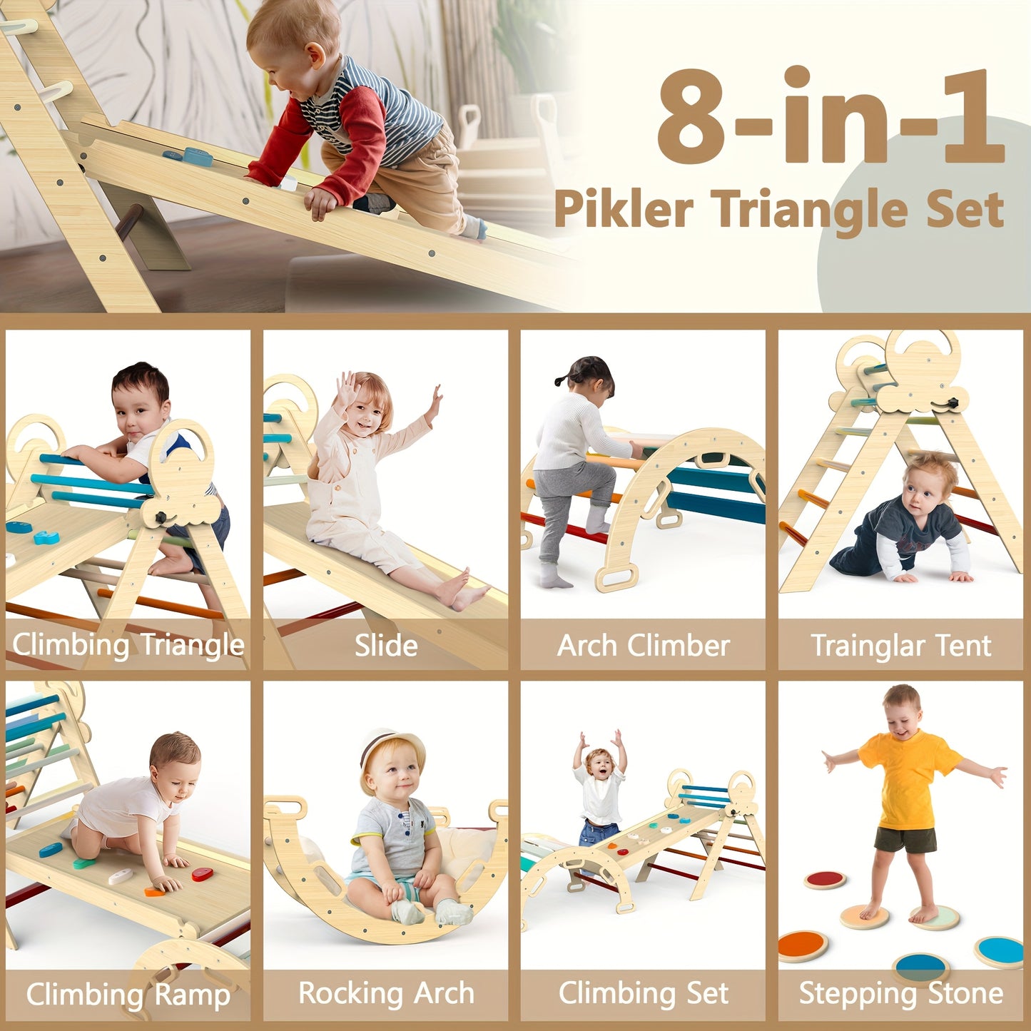 Pikler Triangle Set With Cushion and Bonus Stepping Stones
