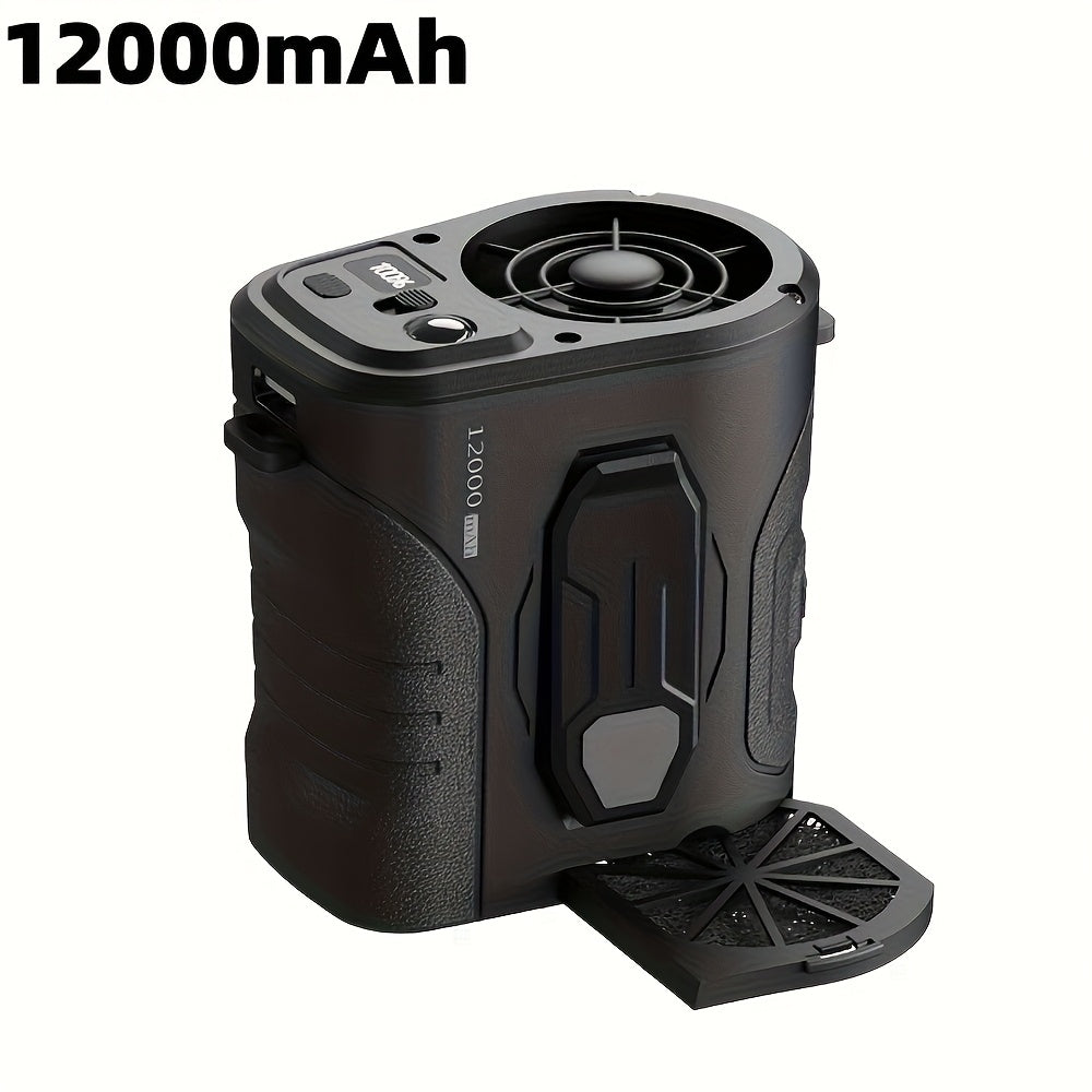 Portable Mini Handheld Fan Rechargeable - Neck, Waist, Belt & Handheld Fan W/USB-C Fast Charge - 5-Speed Digital Display, 8000mAh 35H Runtime, Brushless Motor + LED Light - Essential for Camping, Hiking, Fishing, Backpacking