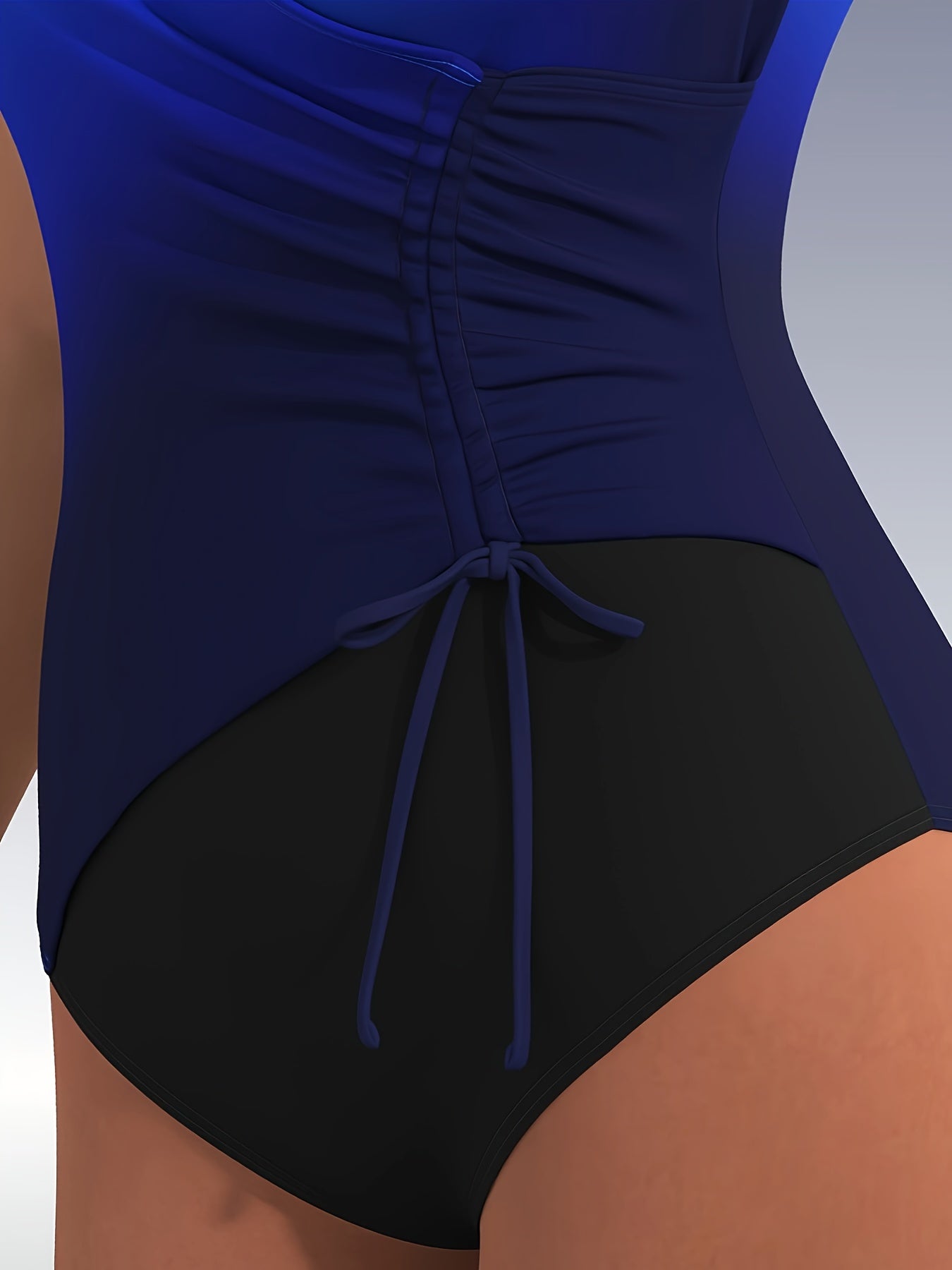 Women'S Plus-size Gradient Print And Black Panel One-piece Swimsuit