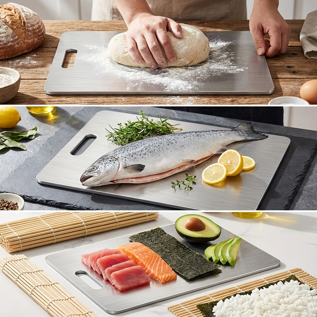 3pcs Pure Titanium Cutting Board Set, 2025 Upgrade.Double-Sided Durable Metal Boards.Dishwasher Safe Kitchen Cutting Boards