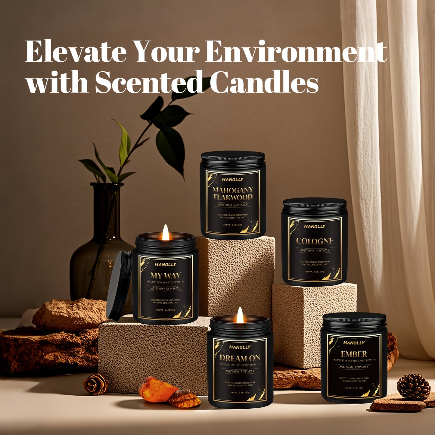 Mahogany Twakwood Candle | Masculine Candles For Men, Gifts For Men - Soy Candle For Home Scented - Scented Candles For Home, Gifts Long Lasting Burn Time - 9oz Black Jar, Christmas And Other Holiday Gifts, Gift For Men- Loca