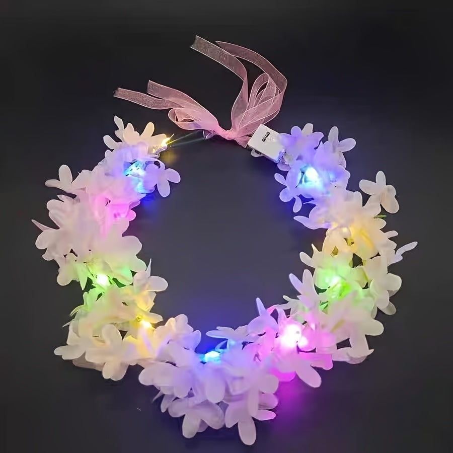 LED Illuminated Wreath with Soft Glow Lights - Shining Plastic Lavender Wreath Suitable for Christmas, Weddings, Birthdays, Bohemian Decor & Photobooth Props, Lightweight Portable for - Decoration, Christmas Decor