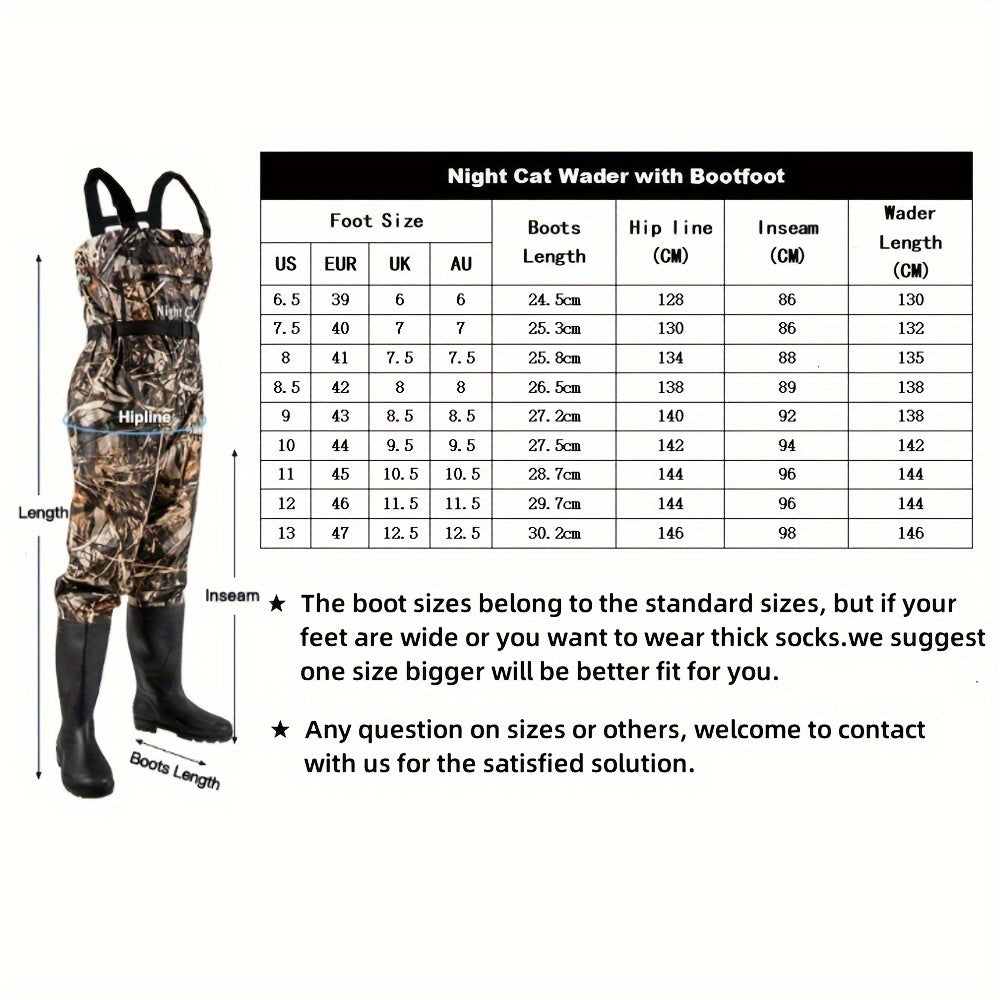 Unisex Nylon Fishing Waders for Men And Women, Featuring PVC Boots, an Adjustable Waist Belt, And a Lightweight, Breathable Design. Available in Black, Sizes 6.5 to 13.
