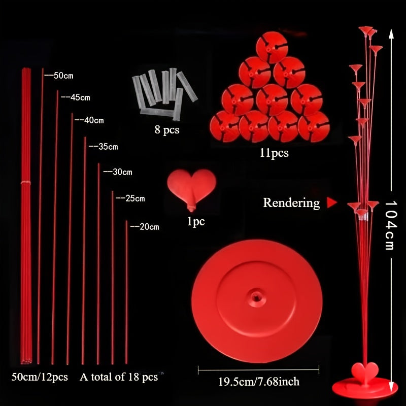Valentine Balloon Tree Kit 2pcs With Red Latex Balloons And 18 Inch Red Heart Balloon For Valentines Day Wedding Set