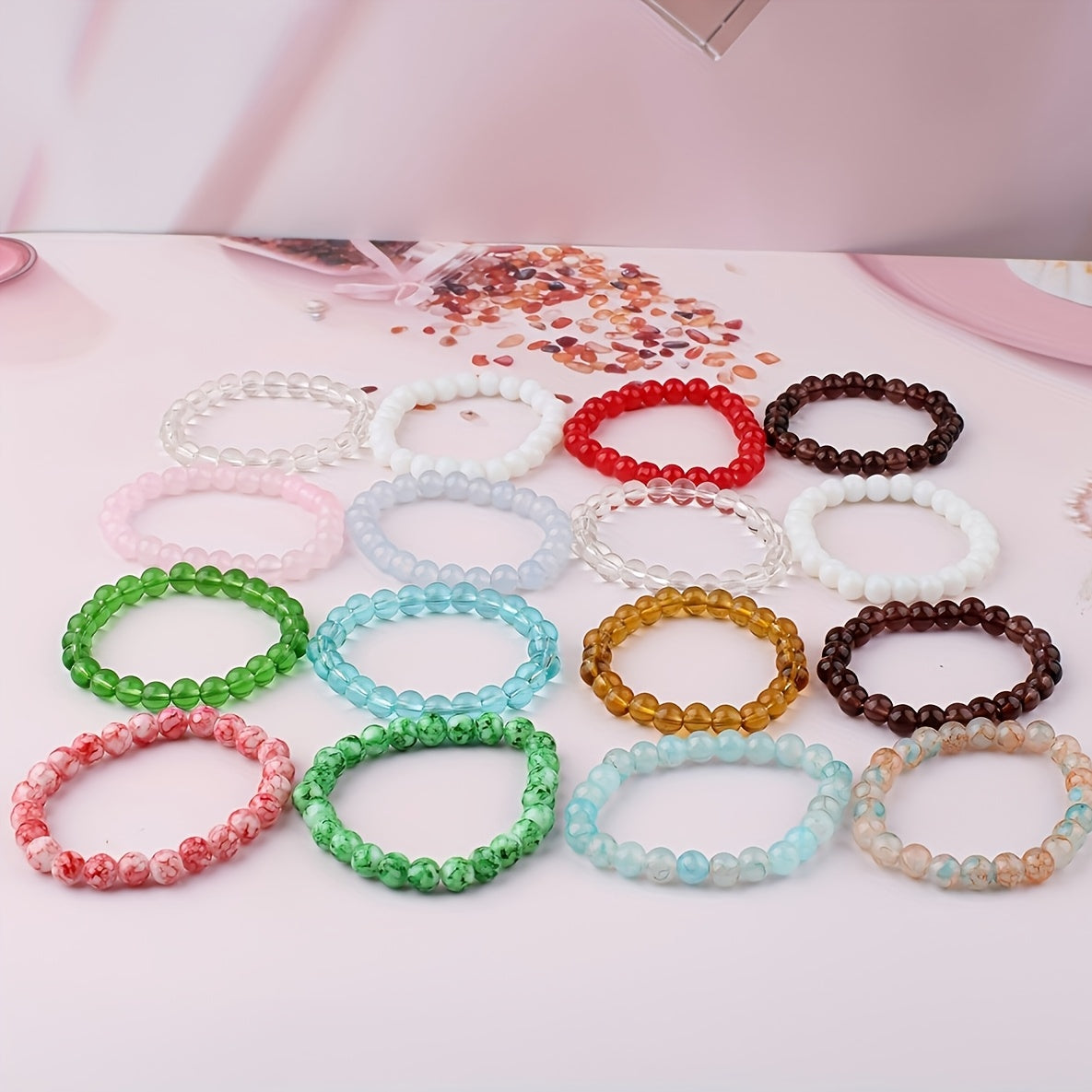 Bohemian Glass Beaded Bracelet 50pcs Set for Men and Women