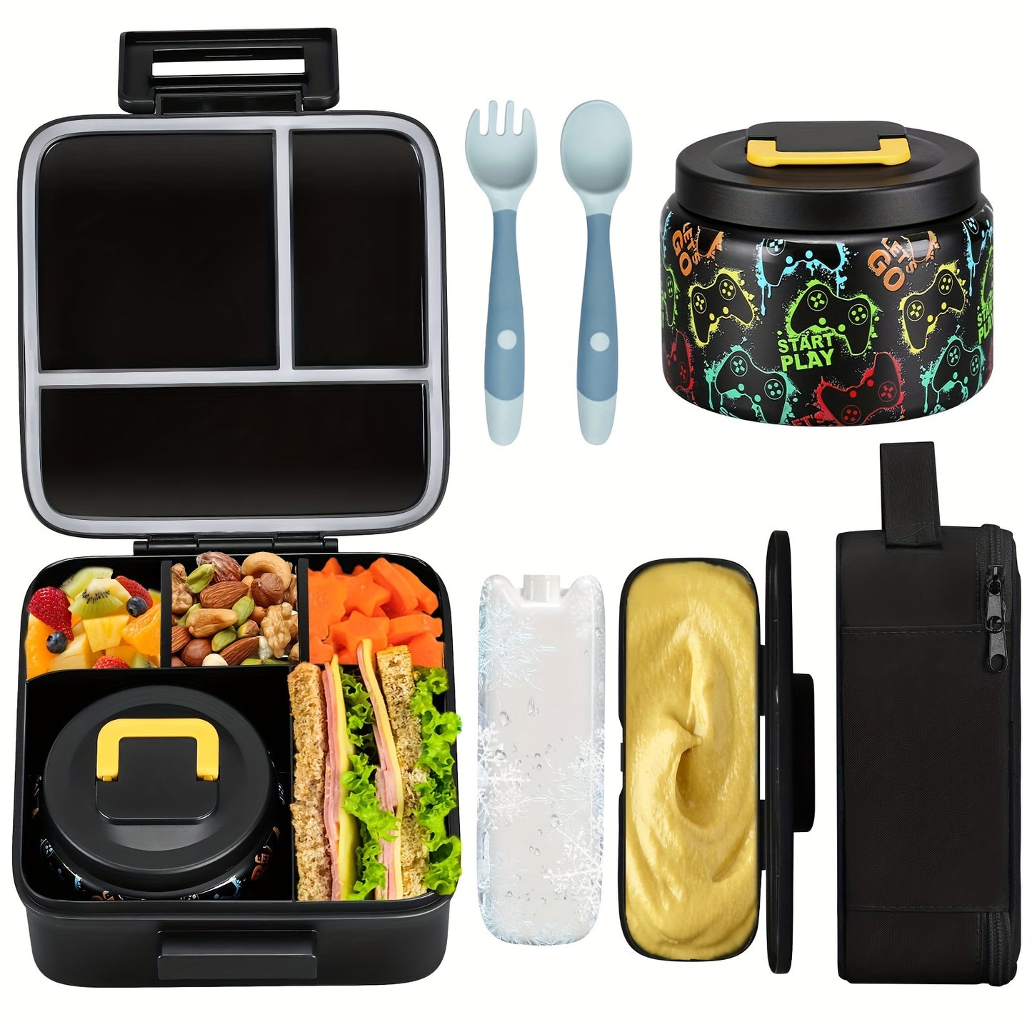 Leak-Resistant Bento Lunch Boxes Set Stainless Steel 5 Compartments