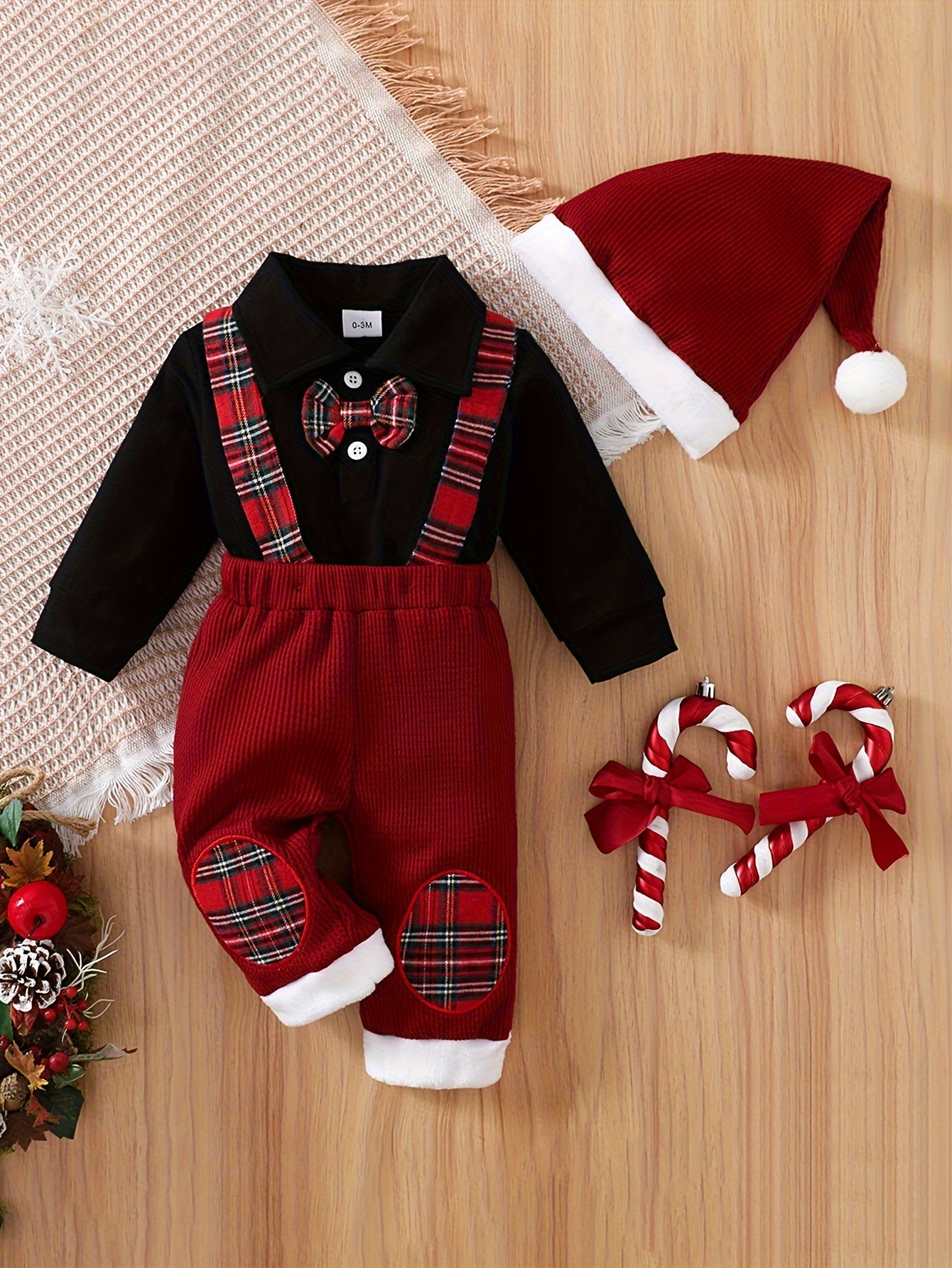 Maomao Baby Boys Bow Tie Set Hat 3pc Outdoor Wear