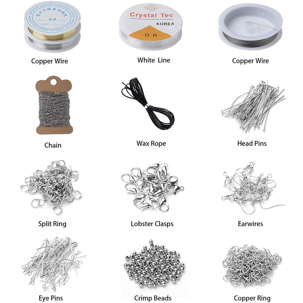 2456 Piece Jewelry Making Kit Beaded Metal Accessories Fringe Tools Included Gift Box For Christmas And Halloween