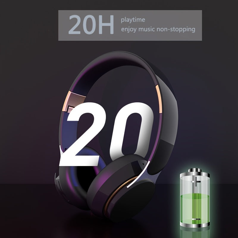 Wireless Over Ear Headphones, Portable Headphones, Foldable Headphones WIth Mic, FM Radio, 3.5MM AUX Cable, Soft-Earpads, Support TF Card Play For Travel Home Office Cellphone PC