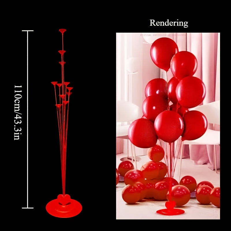 Valentine Balloon Tree Kit 2pcs With Red Latex Balloons And 18 Inch Red Heart Balloon For Valentines Day Wedding Set