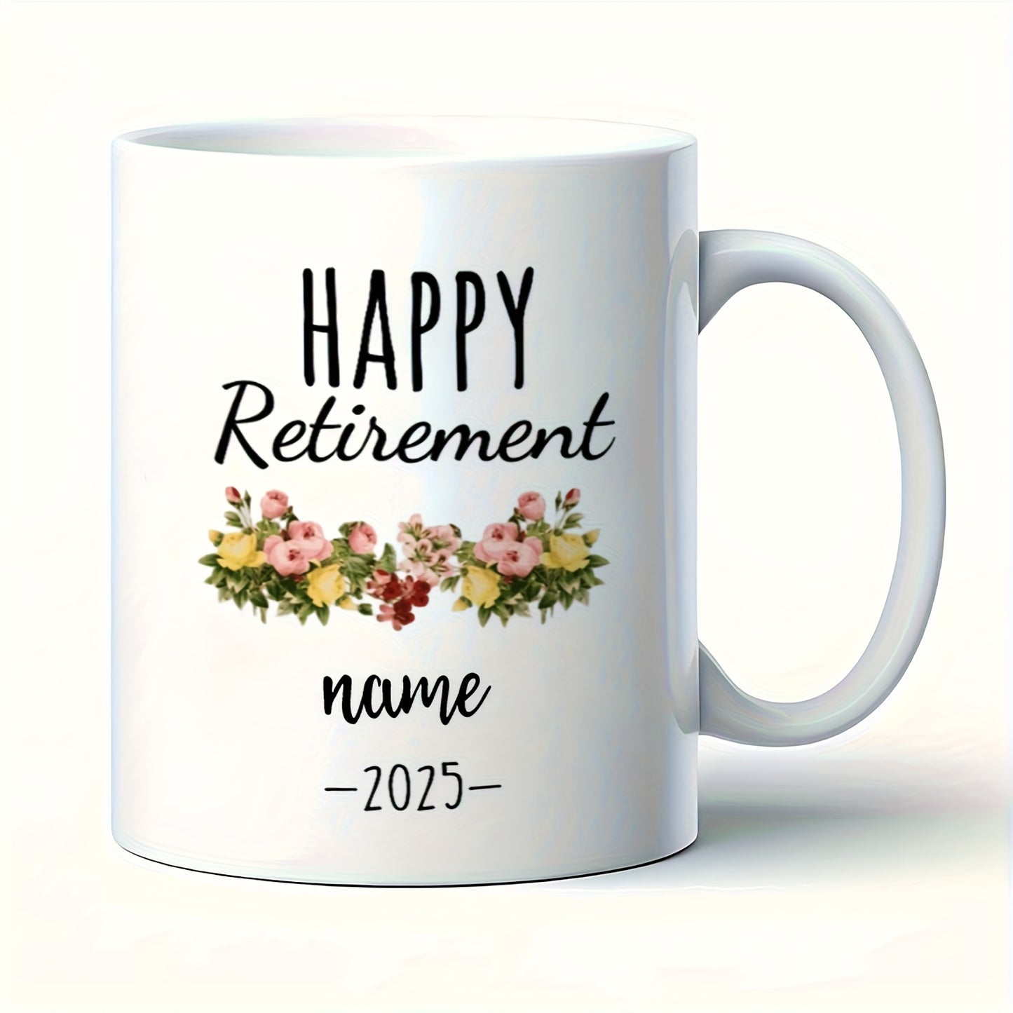 Personalized Retirement Mug - Custom Name & Year, Elegant Floral Design, Dishwasher-Safe Ceramic Cup - Perfect for Retirees, Christmas, Halloween, Thanksgiving Gifts - Ideal for Home, Office, or Coffee Bar - Exclusive Coffee