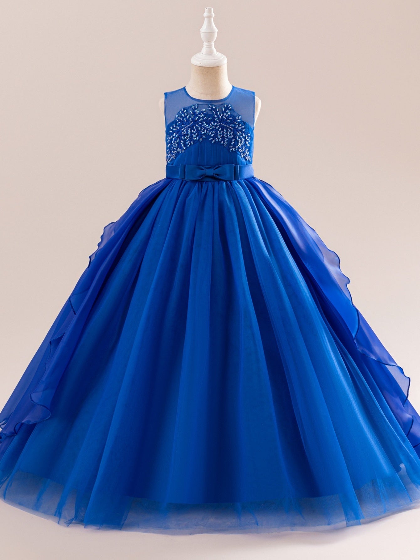 Tulle Flower Girl Dress With Embroidery And Bow Detail For Weddings