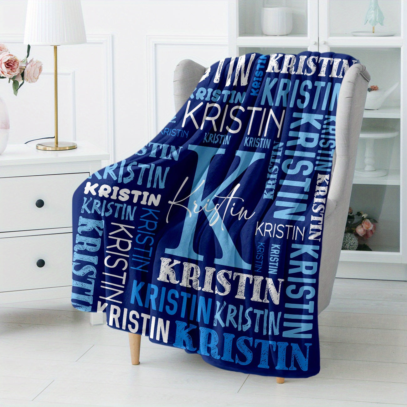 Personalized Name Throw Blanket - Extra Large or Standard - Soft & Breathable Flannel - All-Season Luxury - Bold Lettering (Pink, Blue, Purple, Red, Turquoise, Black, White, Grey, Beige) - Ideal Gift for Women, Girls, Boys -