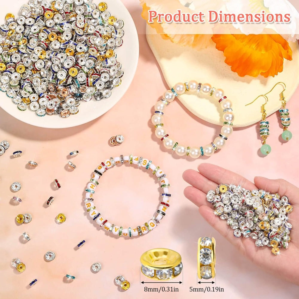 Jewelry Making Kit With Scissors And Elastic Ropes In Two Colors Beads For Pendants Bracelets Necklaces Phone Chains