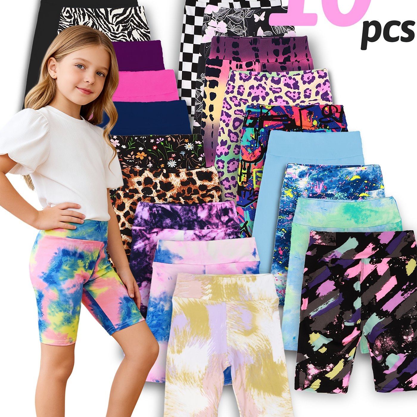 Girls Print Summer Knee High Shorts Regular Fit Soft Stretch