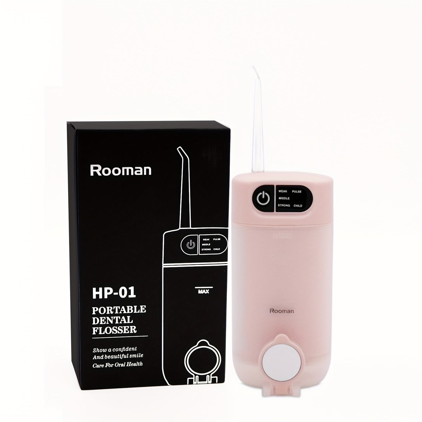ROOMAN HP-01 Portable Smart Water Flosser Teeth Cleaner, Retractable Oral Irrigator, 6 Pulse Gears, 5 Accessories Travel Accessories Must Haves, USB Charging Design