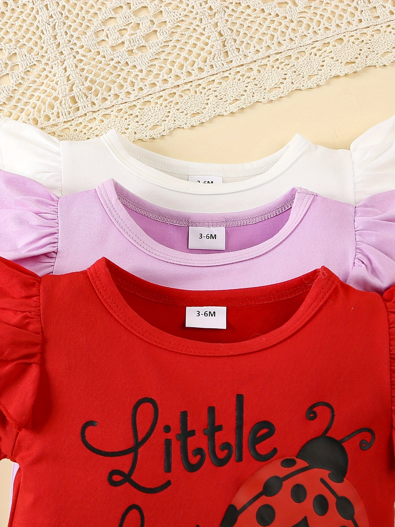 Newborn Baby Girl Summer Romper Short-Sleeved with Long Pants Same Style 3 Sets, for Outdoor, Perfect for Outdoor