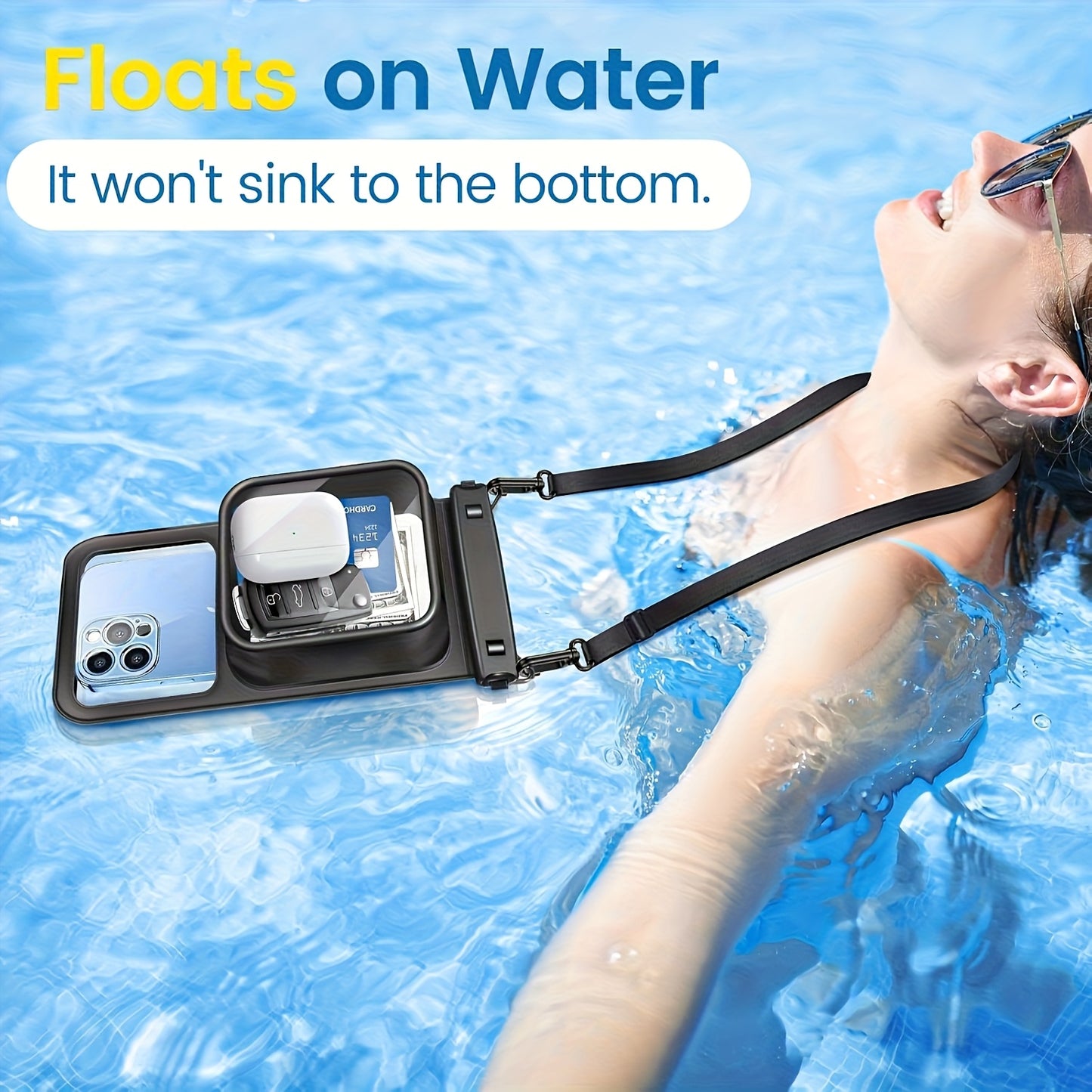 RYNAPAC Waterproof Waist Bag With Adjustable Waistband Double Compartment Fits Up To 7.5 Inches For Galaxy Phones Beach