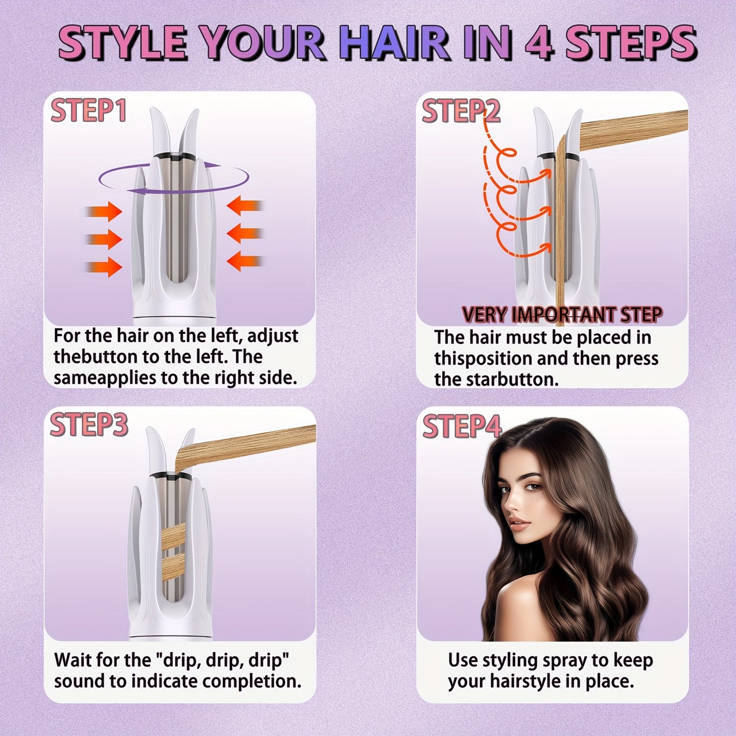 GENAI Automatic Hair Curler With 4 Temperature Options Negative Ion