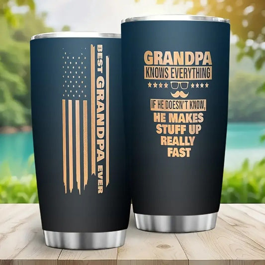 Funny Grandpa Retirement Birthday Gift Insulated Stainless Steel Travel Mug for Seniors Perfect Gag Present for Grandpas