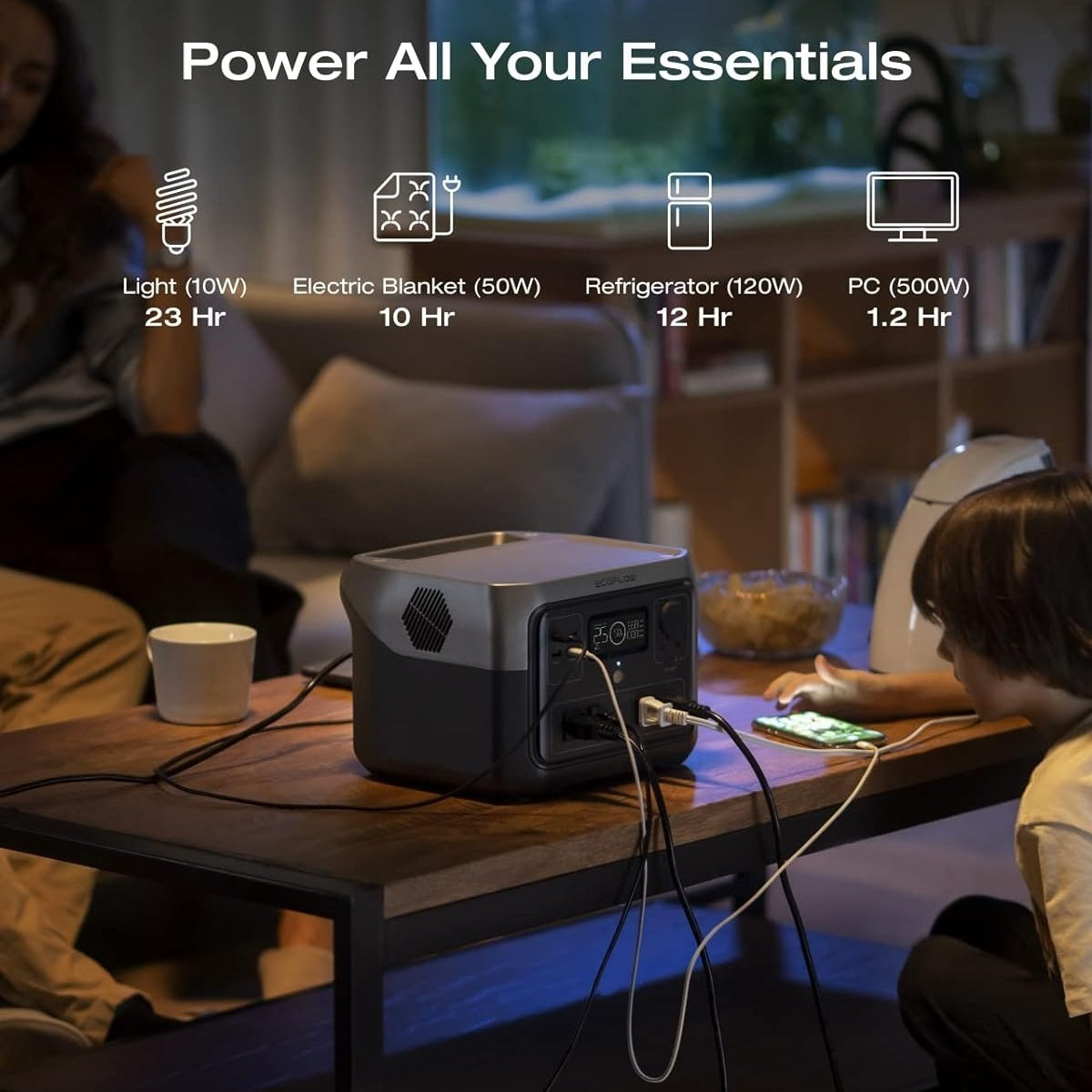 EcoFlow Portable Power Station RIVER 2 Pro 700, 716Wh LiFePO4 Battery, 70 Min Fast Charging, 4X800W AC Outlets, Solar Power Bank for Outdoor Camping/RVs/Home Use Black (Solar Panel Optional)