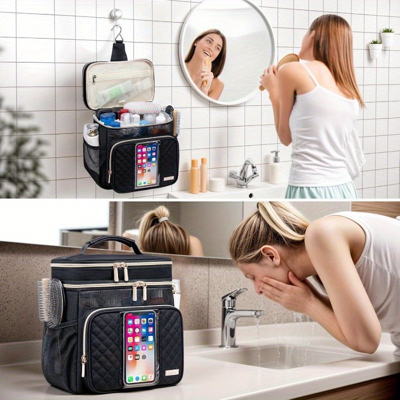 Large Capacity Nylon Toiletry Bag with Multiple Compartments- Heavy Duty Travel Organizer for Women and Men, Suitable for Gym, Camping, Cruise, Pink, Fitness Essentials, Compact Design, Durable Structure, College Students, To