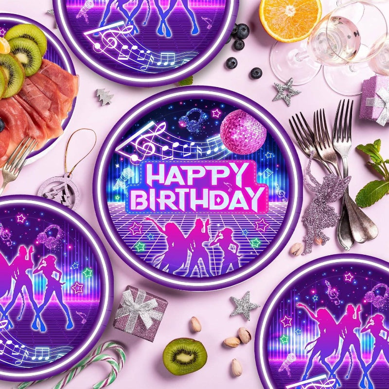 168pcs Kpop Birthday Decorations | K Party Plates, Napkins, Cups, Knives, Forks, Spoons - Party Decorations, Serve 24, No Needed