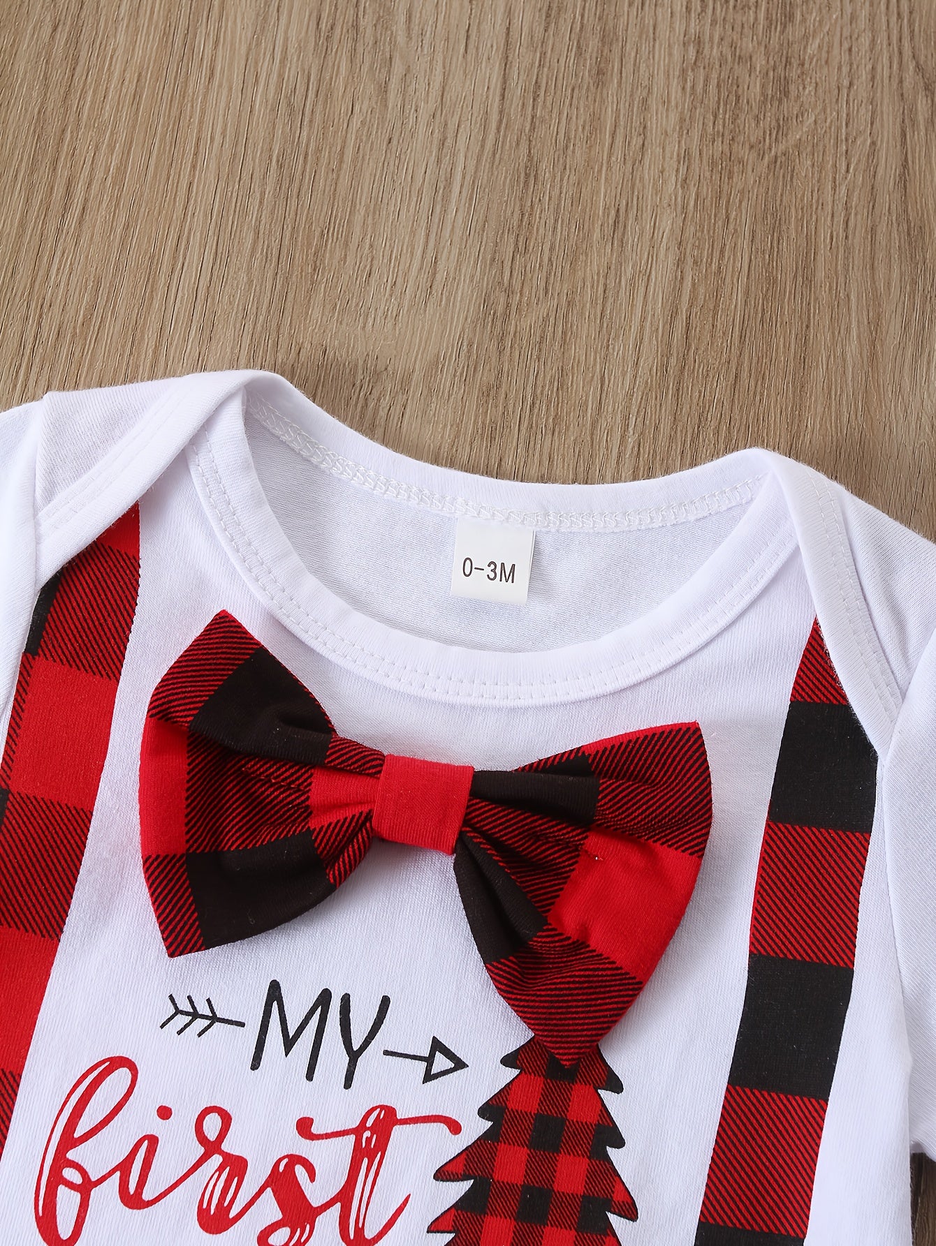 KUKITTY My First Christmas Baby Boy 3 Piece Jumpsuit Outfit