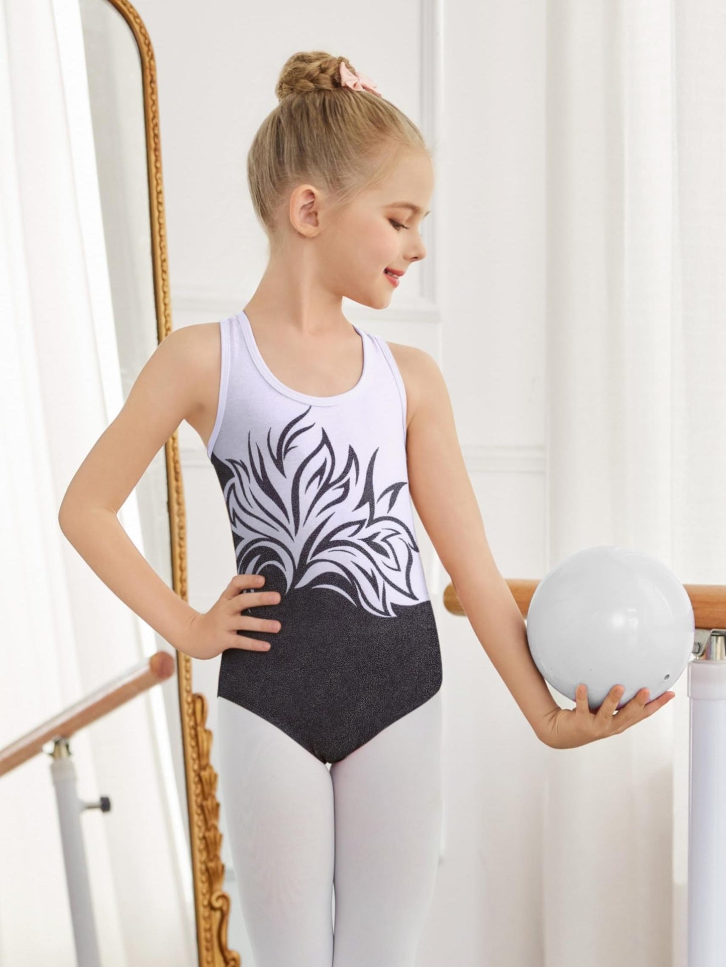 Girls Ballet Leotard Hollow Back Tank Bodysuit For Dance