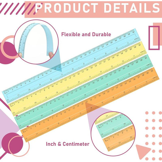 240pcs 12 Inch Plastic Rulers Bulk, Back to School Supplies, Assorted Colored Flexible Metric Rulers with Centimeters and Inches Measuring Tool for School Classroom Students(Pastel), Classroom Supplies, Student Essentials, Pa