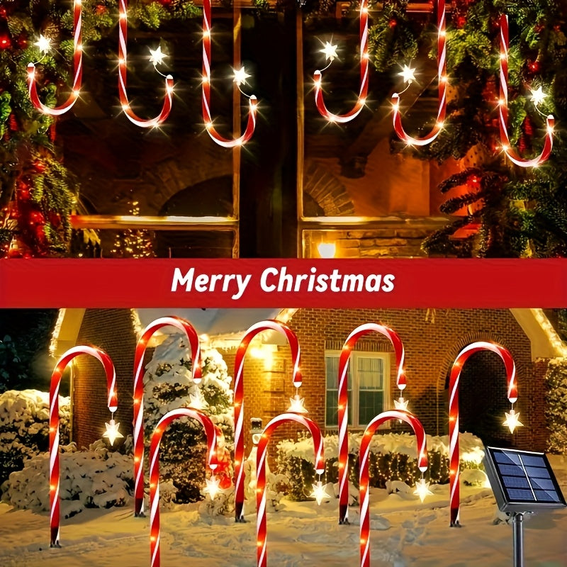 18 Pack Solar Cane Lights, Acrylic Christmas Tree Lights, 192 LED Light Beads, Outdoor Christmas Scenery, Yard, Garden Holiday Decoration Lights, Multi-Mode Lighting, Christmas Decoration Enthusiasts, Holiday Shoppers