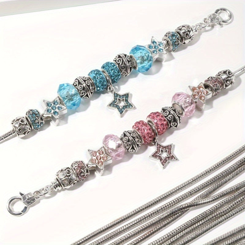 40pcs Phantom Charm Bracelet Making Kit for Teens & Adults 18+, 1.97-Inch Retractable Snake Chain with Tool Clip, Casual Jewelry Crafting Materials, Iron Alloy Beads and Accessories, Phone Charm For Women, Phone Charm For Men