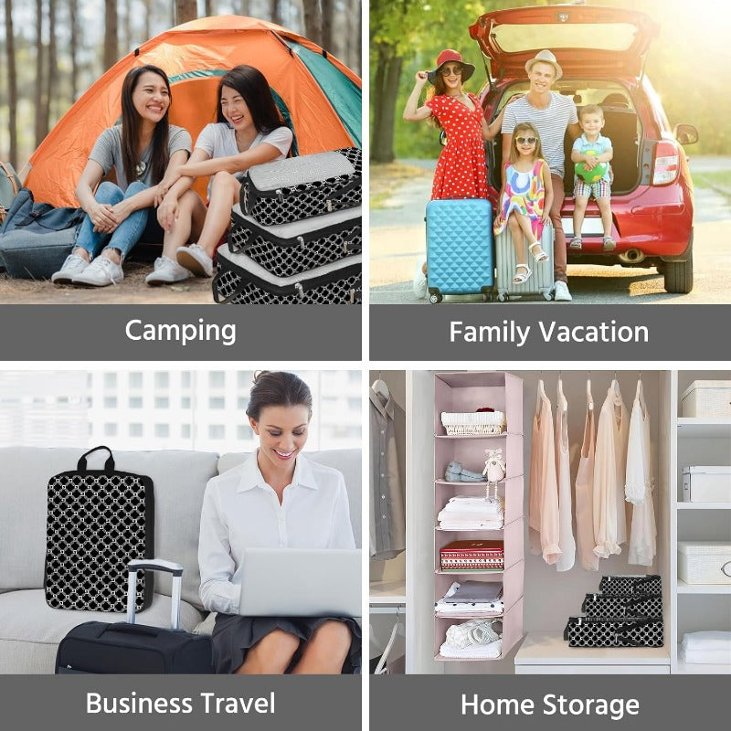 7 Pack Compression Packing Cubes for Travel Waterproof Luggage Organizer Toiletry Bag Plaid Design for Women and Men