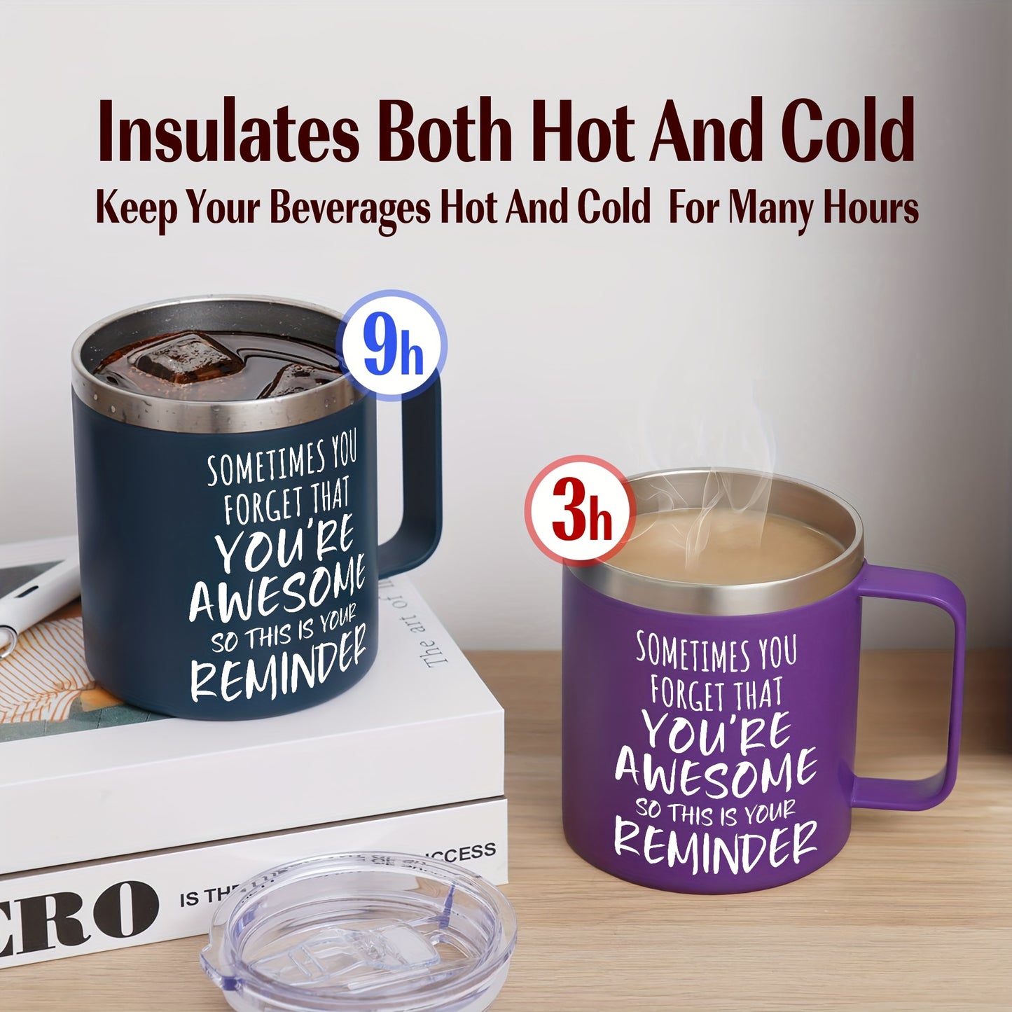 14 Oz Stainless Steel Coffee Mug For Men With Lid Gift For Birthday Christmas Valentines Day Husband