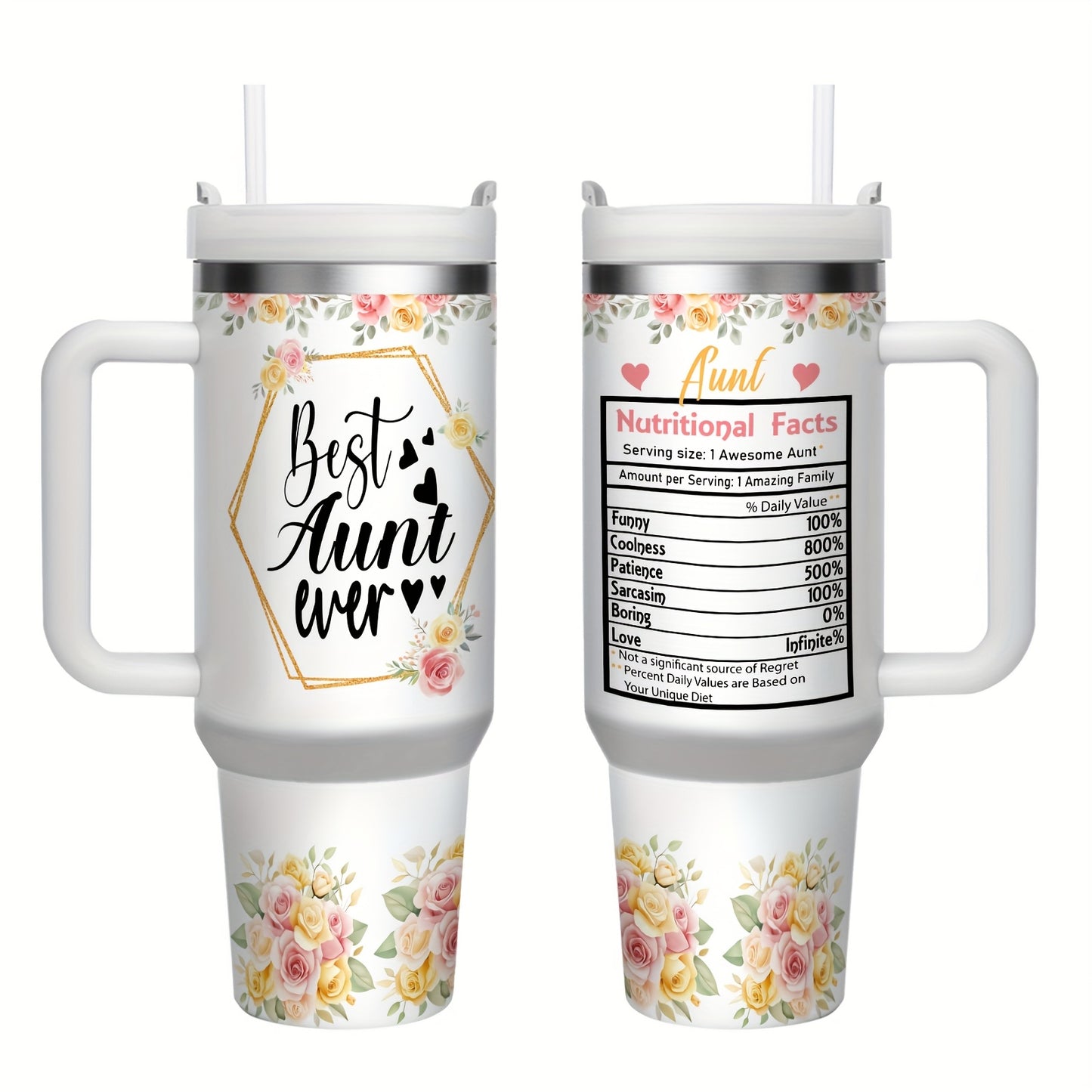 1pc 40 OZ Insulated Stainless Steel Tumbler - Keeps Drinks Cold For 24 H- Hot For 12 H -Durable, Portable & Stylish | Perfect For Home, Office -Everyday Use - Thoughtful Gift For Mama, Grandma, Aunt, Sister, Girlfriend - Wife