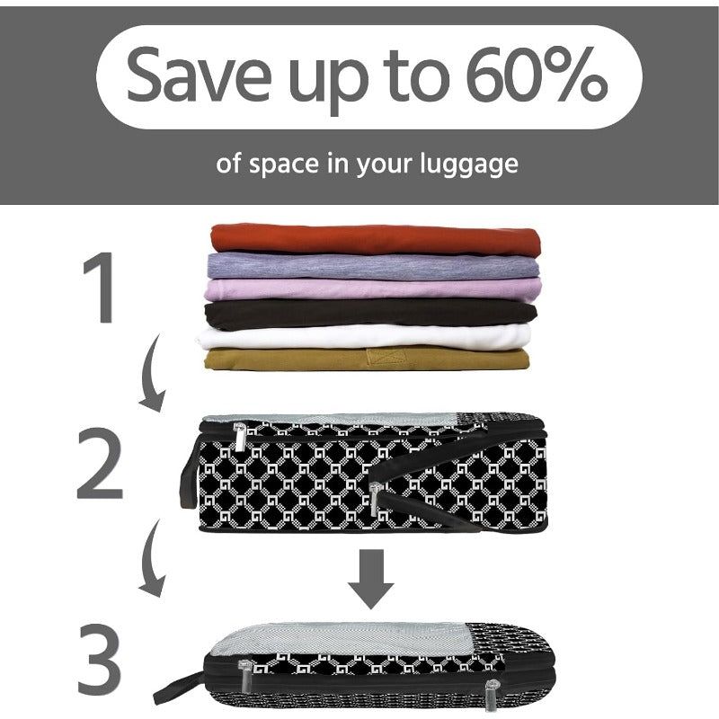 7 Pack Compression Packing Cubes for Travel Waterproof Luggage Organizer Toiletry Bag Plaid Design for Women and Men