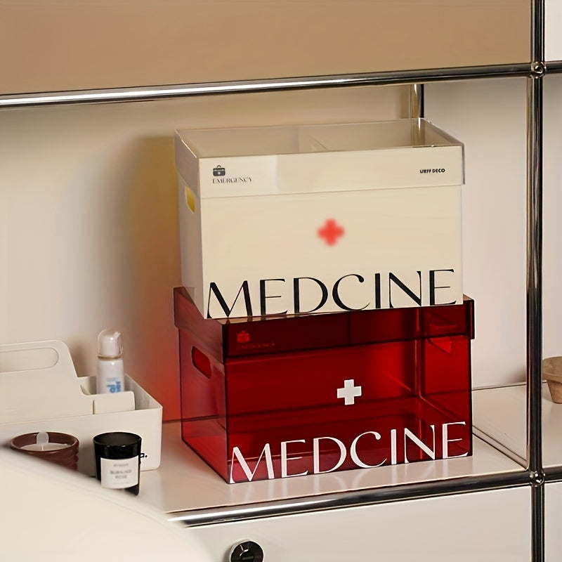 Acrylic Medicine Box Dustproof Double Layer For Home First Aid Kit Large Capacity Storage Box